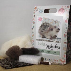 Complete Needle Felting Kit (Hedgehog Kit + Book, Wool, Supplies)